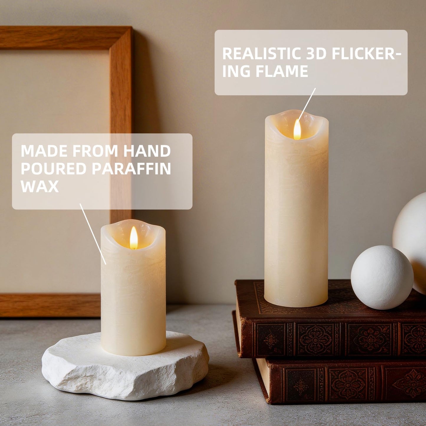 MiKoyi Flameless Pillar Candles with Remote, Battery Operated Candles Real Wax, [5-Pack] Fake LED Flickering flameless Candle with Timer Function for Room Home Decor (2.2" * 5/5.5/6/7/8") - White