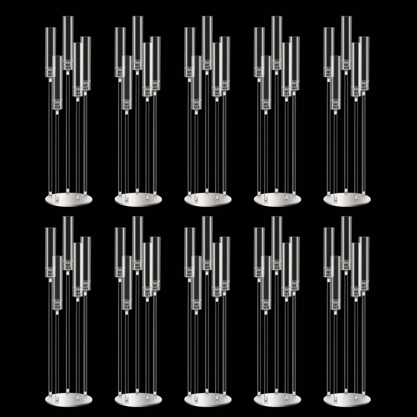 42.5inch 10pcs Acrylic Candelabra Centerpieces for Tables 5 Arms Wedding centerpieces for Decorations