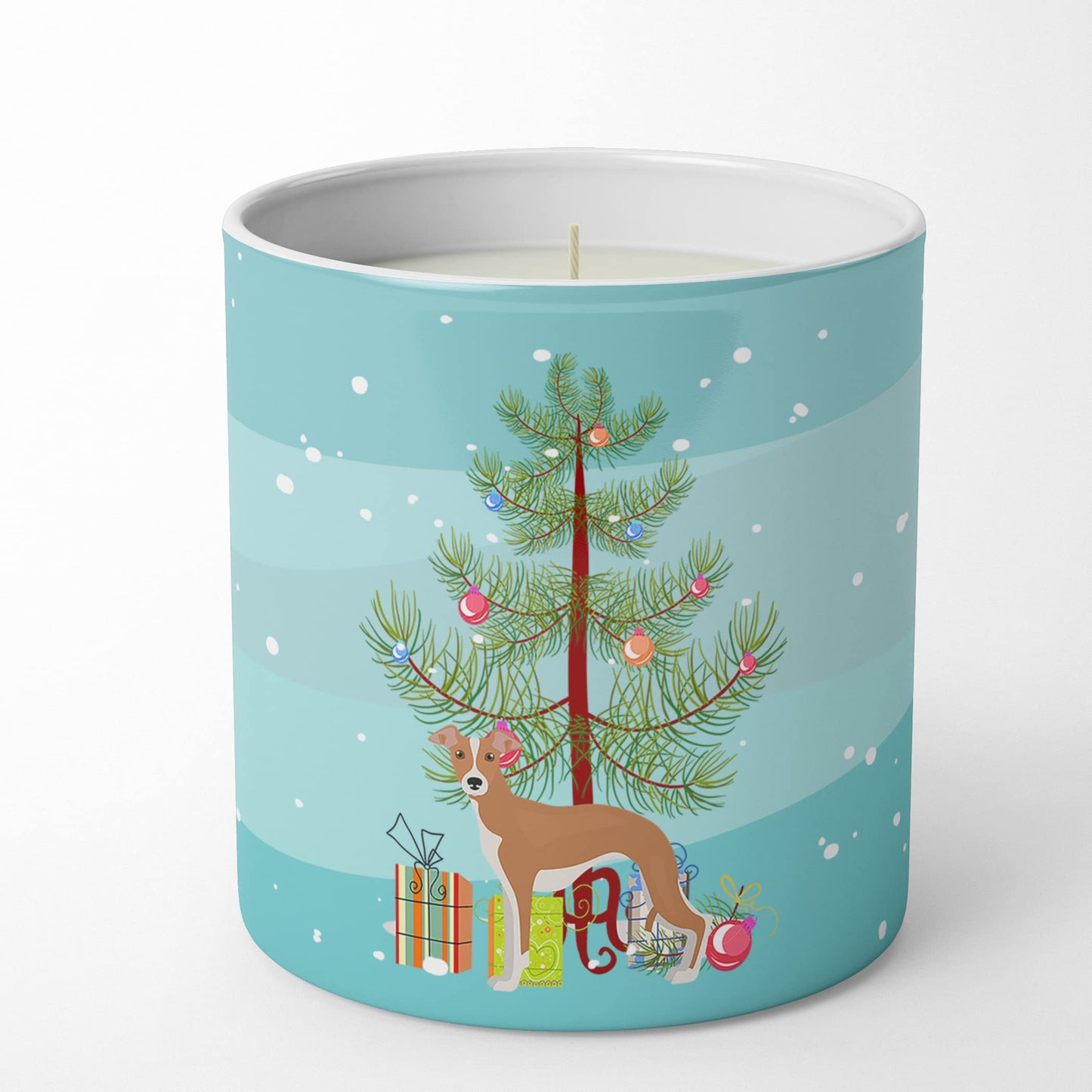 Caroline's Treasures CK3460CDL Italian Greyhound Christmas Tree 10 oz Decorative Soy Candle Nature Soy Wax Essential Oil Home Decor Ideal for Bedroom Kitchen Bath Office Gift, 10 oz