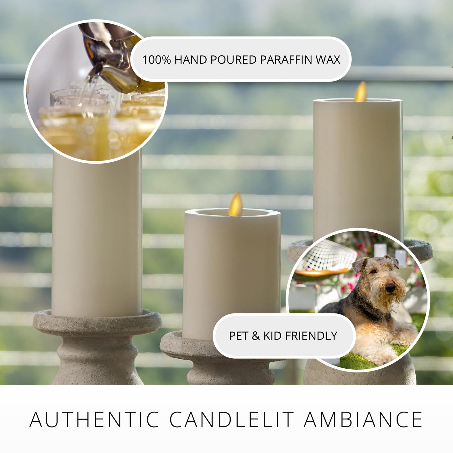 Luminara - Flameless LED Battery Operated Flickering Pillar Candles - Pearl Ivory - Pack of 1-3x5.5 - Realistic Moving Flame Real Wax Indoor/Outdoor