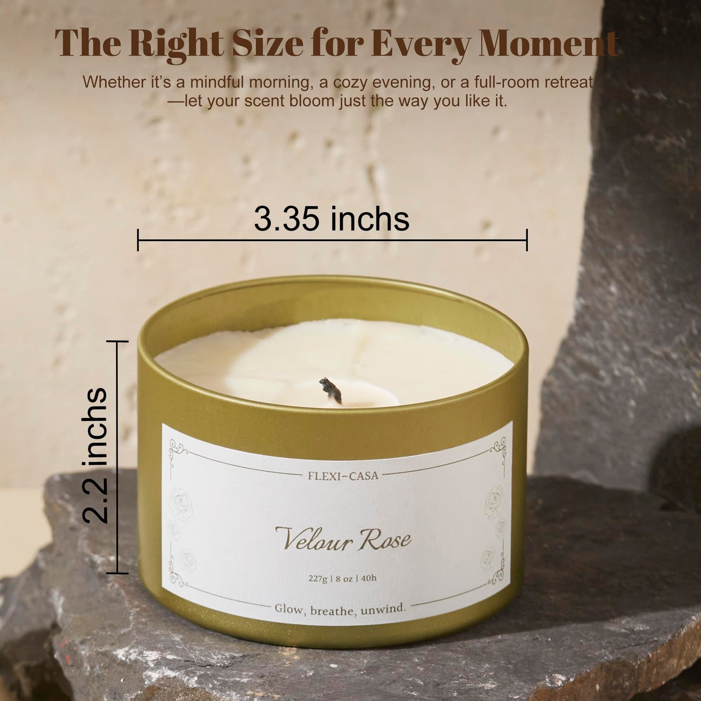 Flexi-Casa Lavender & Rose Aromatherapy Candle Set, 2 Pack Floral Soy Wax Tin Candles, Long Lasting Scented Candles for Home, Relaxation, Stress Relief, Travel Size Gifts for Women
