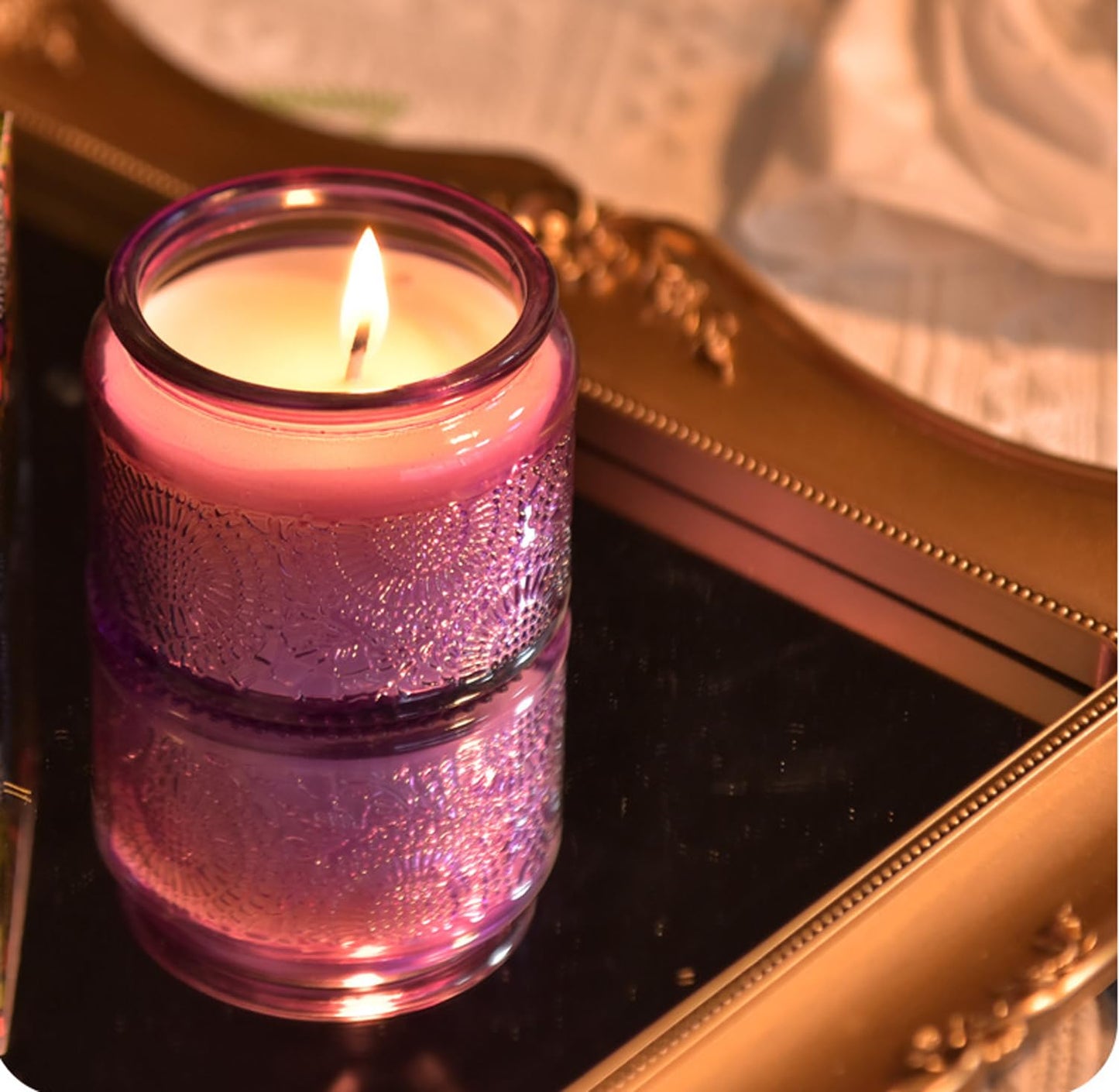 Embosse Scented Candle Glass in Jar,230G Perfume Floral Soy Wax Aroma Candle for Wedding Anniversaries Birthday Holiday Home Decor,Prefect Gift for Meditation Stress Relief Mood
