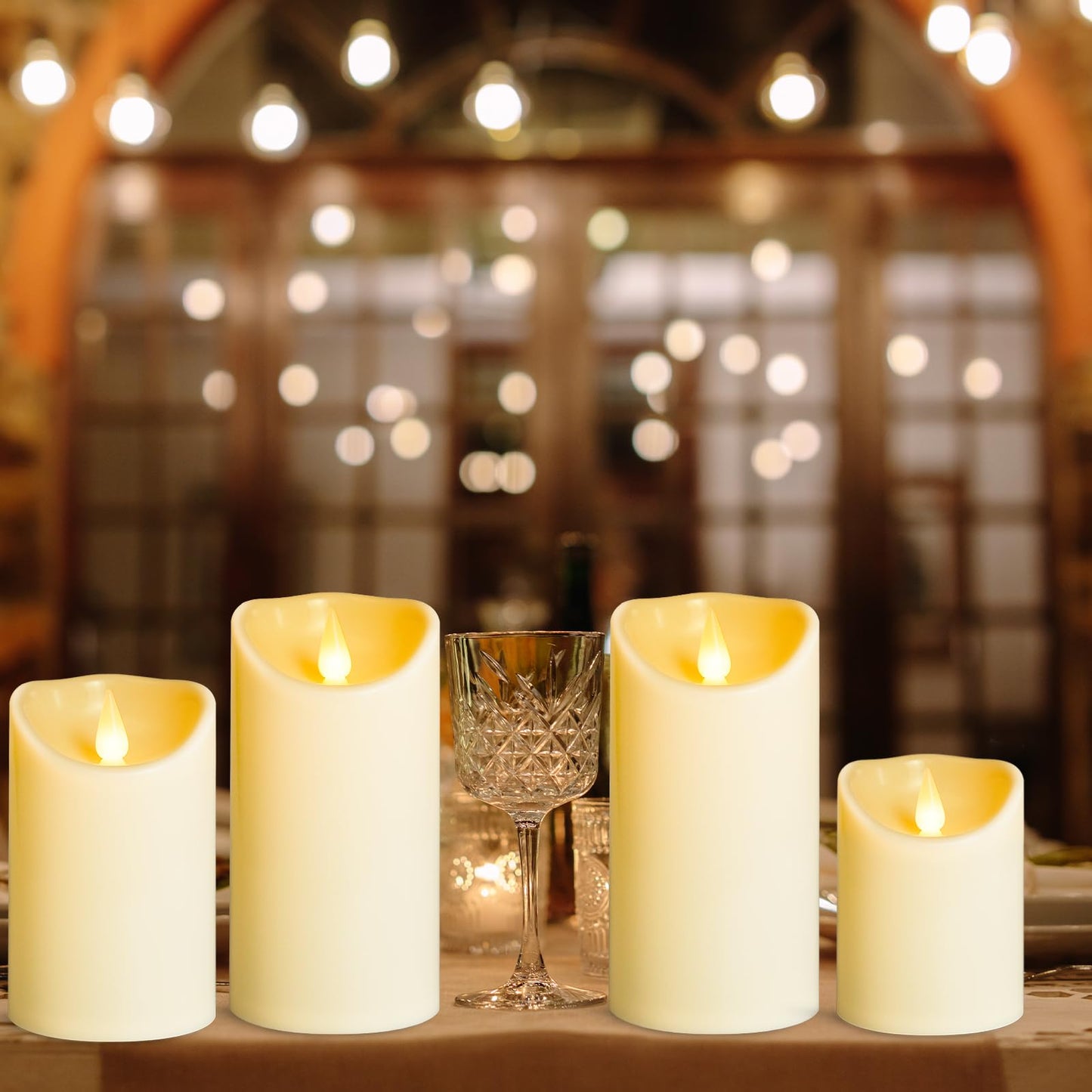 YIWER Plastic Flameless LED Candles,9PCS Battery Operated Candle with Remote Fake Electronic Flickering Light Large Pillar D3”H4”(10.2) 5”6”Durable Use