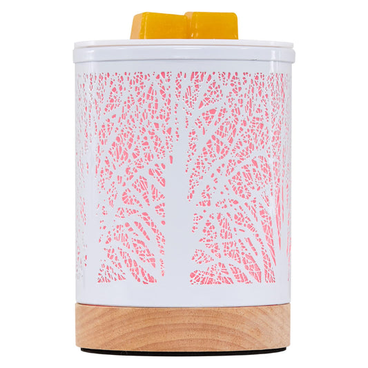 Enaroma Fragrance Wax Melts Warmer with 7 Colors LED Changing Light Scent Oil Candle Warmer for Home Office-White Wooden Tree