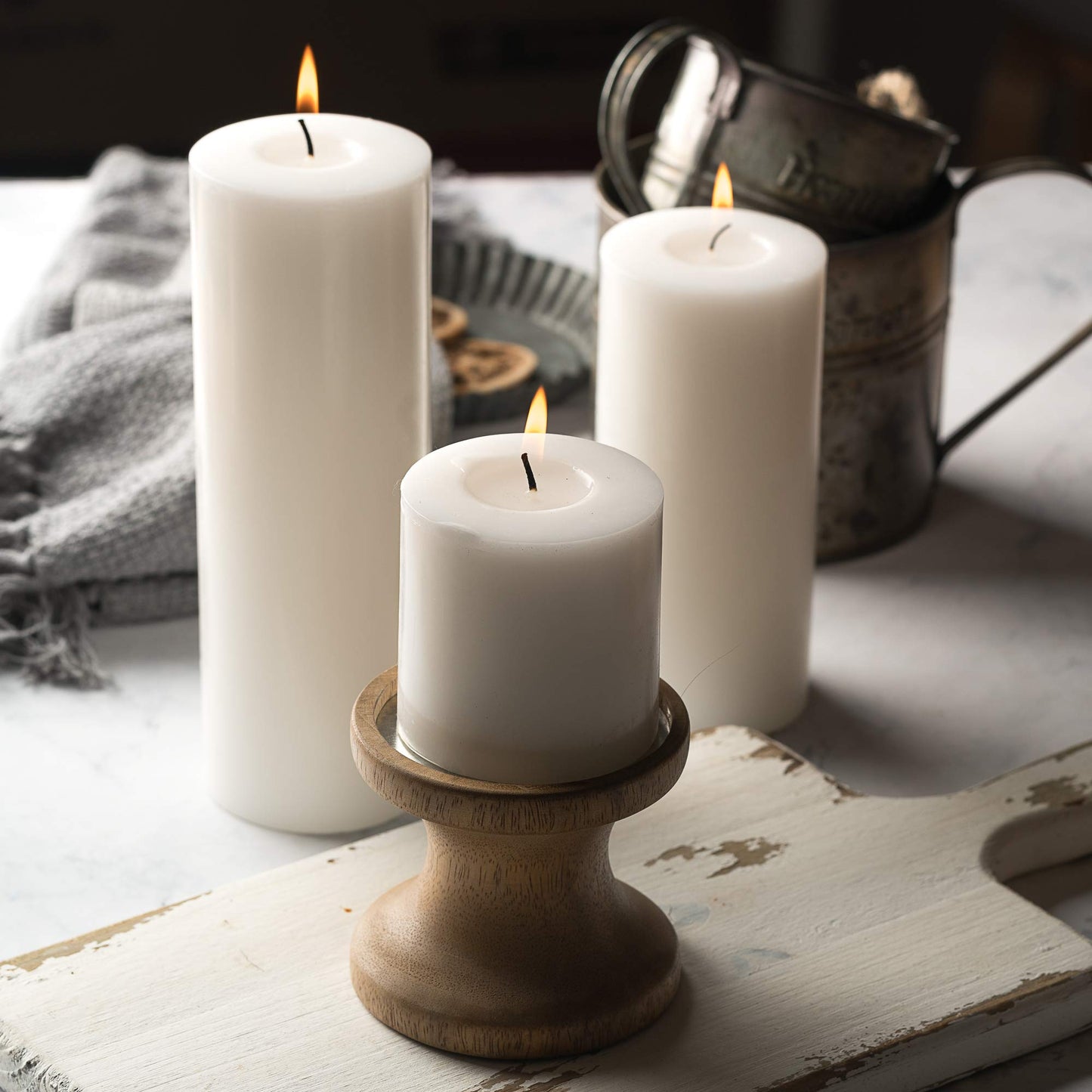 HomeLights Pillar Candles - 2.7x8 inch | 80 Hours Burning, 6 Count - White Unscented Smokeless European Pillar Candles - Perfect for Wedding, Parties, Spas, Home Gatherings and Dinner