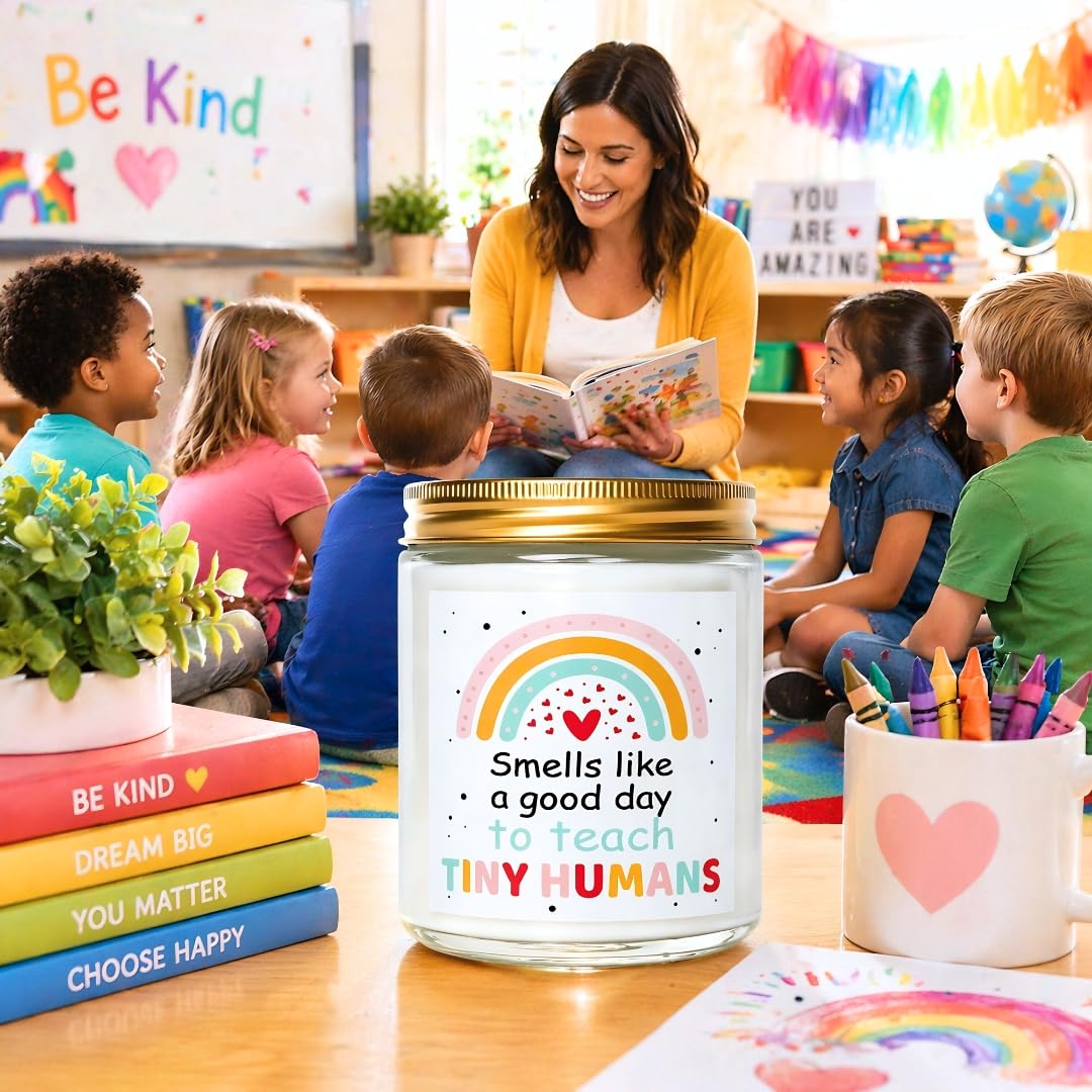 Kindergarten Teacher Gifts, Thoughtful Kindergarten Teacher Appreciation Gifts, Vanilla Soy Candle, Relaxing Preschool Teachers and Elementary Teachers Thank You Gift for End‑of‑Year Teacher Week