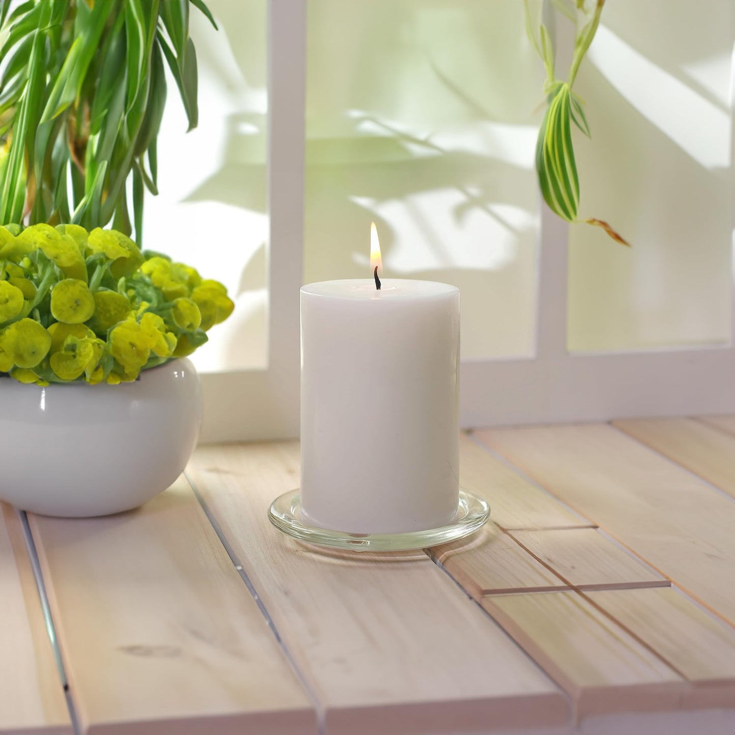 WGV Tea Light Votive Candle Holder Plate 4" W, Clear Flat Plate Glass, Small Home Accent Decor, 1 Pc