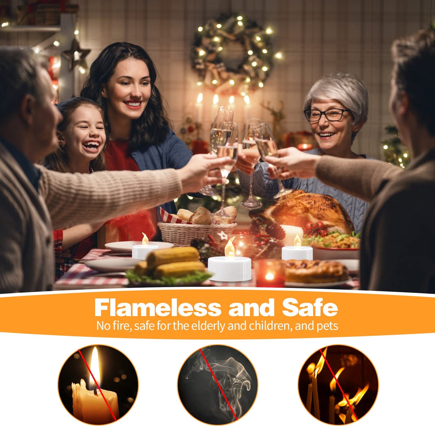 KOABY 400 Pack Warm White LED Tea Lights, Last 100H+, Flickering Flameless Battery Operated Tea Lights for Decor