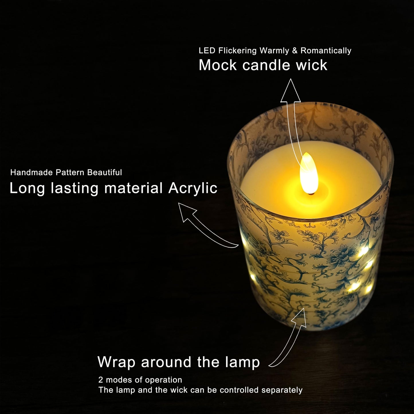 NjaoHoo Flickering Flameless Candles, Recessed String Light LED Candles 3D Wick Acrylic Battery Operated LED Pillar Candles with Remote and Timer for Modern Simple Home Decor Set of 3(Leopard)