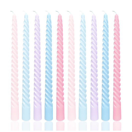 10 Inch Cream Candy Taper Candle Set, 10 Pack Elegant Unscented Dripless Candlesticks for Family Dinner Parties Home Decoration Picnic