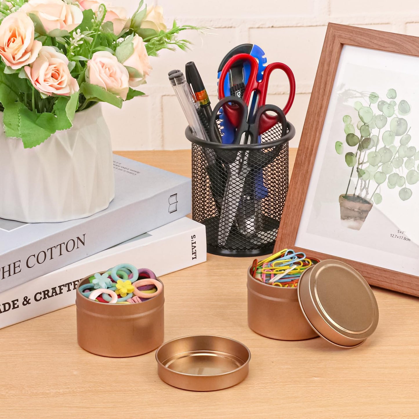 IHDYPPEW 48 Pack 4 oz Rose Gold Tins with Lids, Candle Containers, Empty Candle Jars Bulk, Candle Jars for Making Candles, Candle Supplies for Party Favors, Spices, Jewelry, Cosmetics