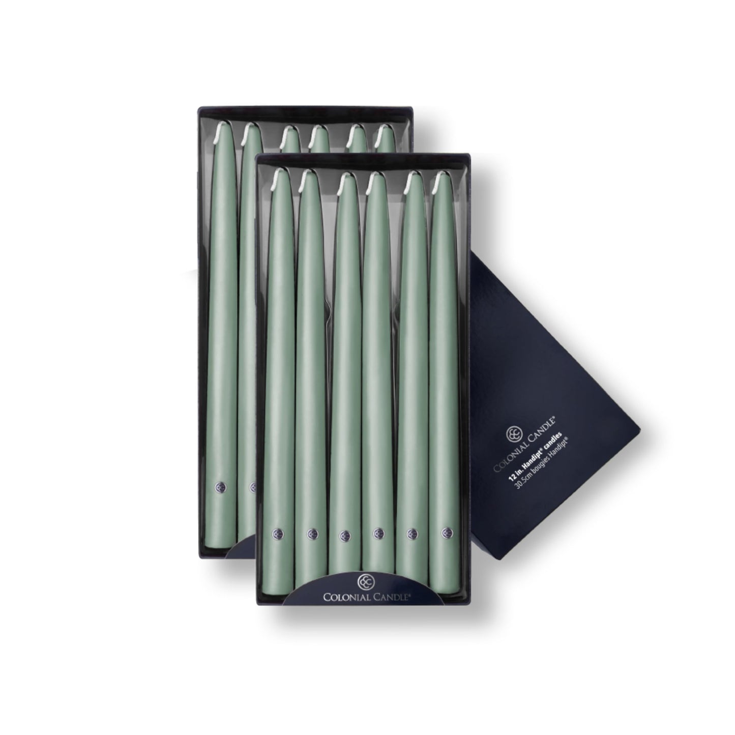 Colonial Candle Unscented Taper Candle, Handipt Collection, Colonial Classic Green, 12 in, Pack of 12 - Up to 10 Hours Burn
