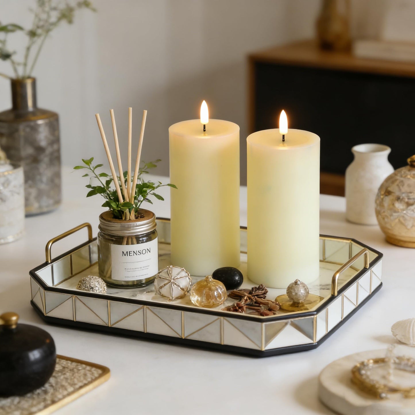 MUMCHASI 4 Packs Flameless Candles, Battery Operated with Remote, Real Wax Flickering LED Candles for Home Fall Halloween Christmas Party Candelabra D3 xH6 (Ivory)
