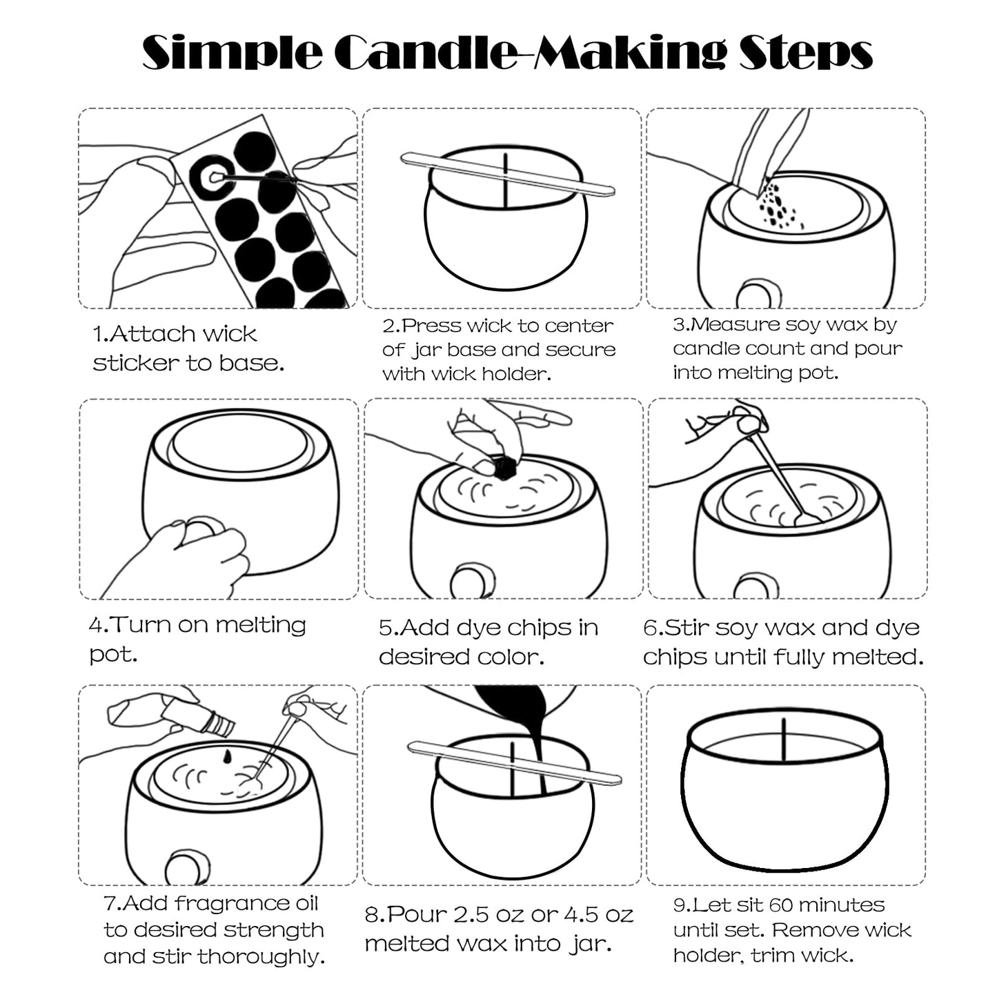 MeiGlow Empty Candle Tins for Making Candles, 24 Pack 3 oz with Lids, Cotton Wicks, Wick Stickers and Holders