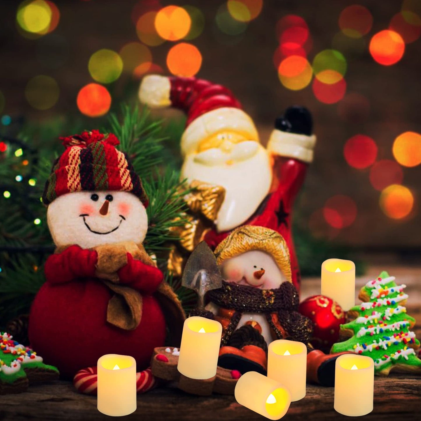 Yakpo 36 Pack 1.5" x 2" Flameless Votive Candles Battery Operated, Flicker LED Tea Lights Electric Flickering Outdoor Fake Candle Bulk for Wedding Halloween Pumpkin Light Christmas Home Decorations