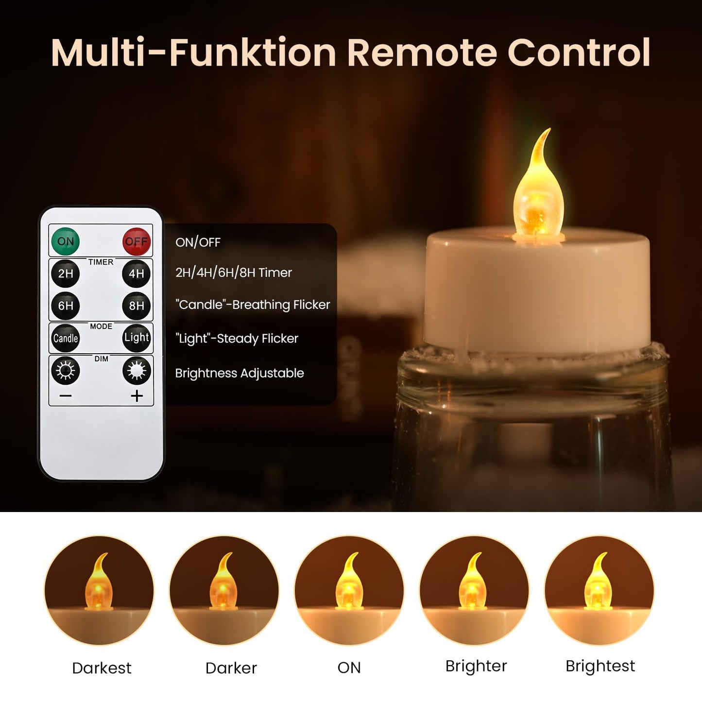 JOSU 24PCS Flameless Tea Lights Candles with Remote Timer, Led Battery Operated Electric Votive Candle for Wedding Centerpiece Table Decorations, Flickering Tealight Candles for Home Party Decor