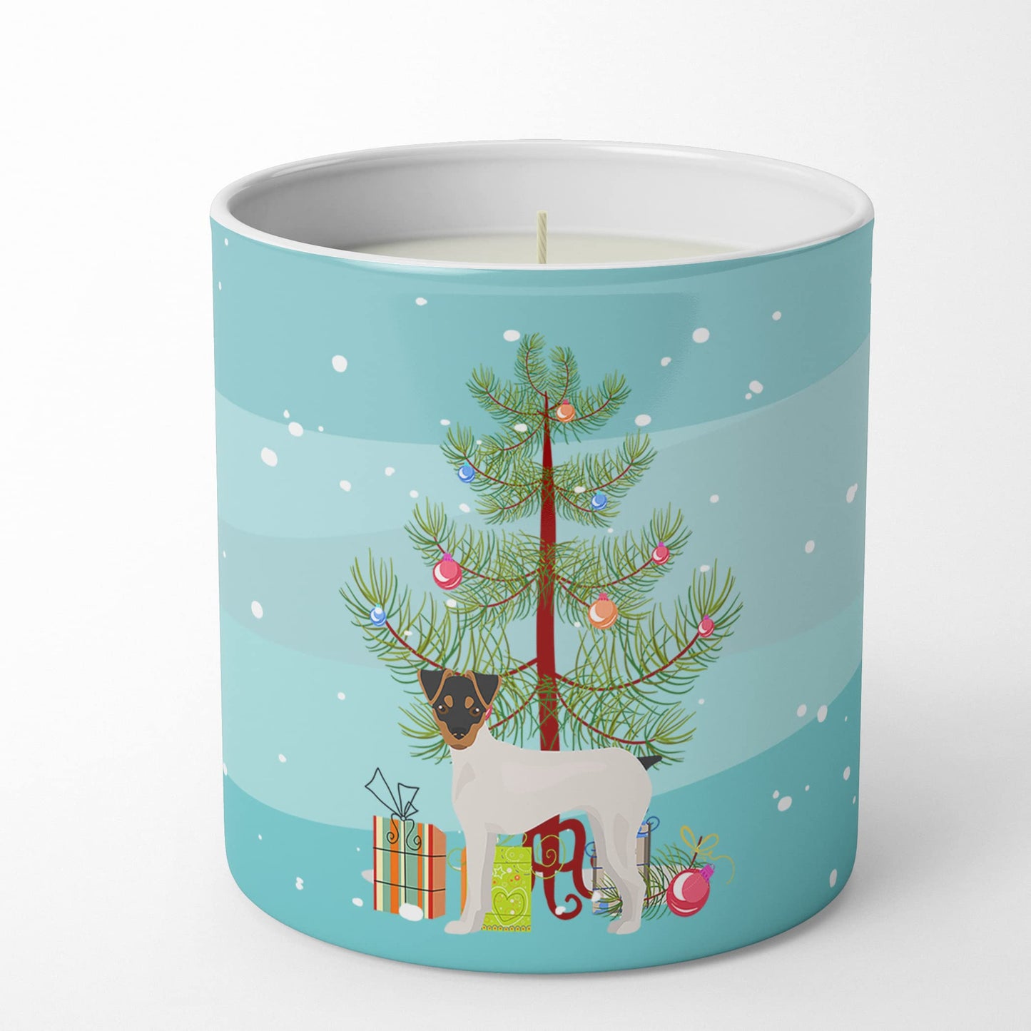 Caroline's Treasures CK3464CDL Japanese Terrier Christmas Tree 10 oz Decorative Soy Candle Nature Soy Wax Essential Oil Home Decor Ideal for Bedroom Kitchen Bath Office Gift, 10 oz