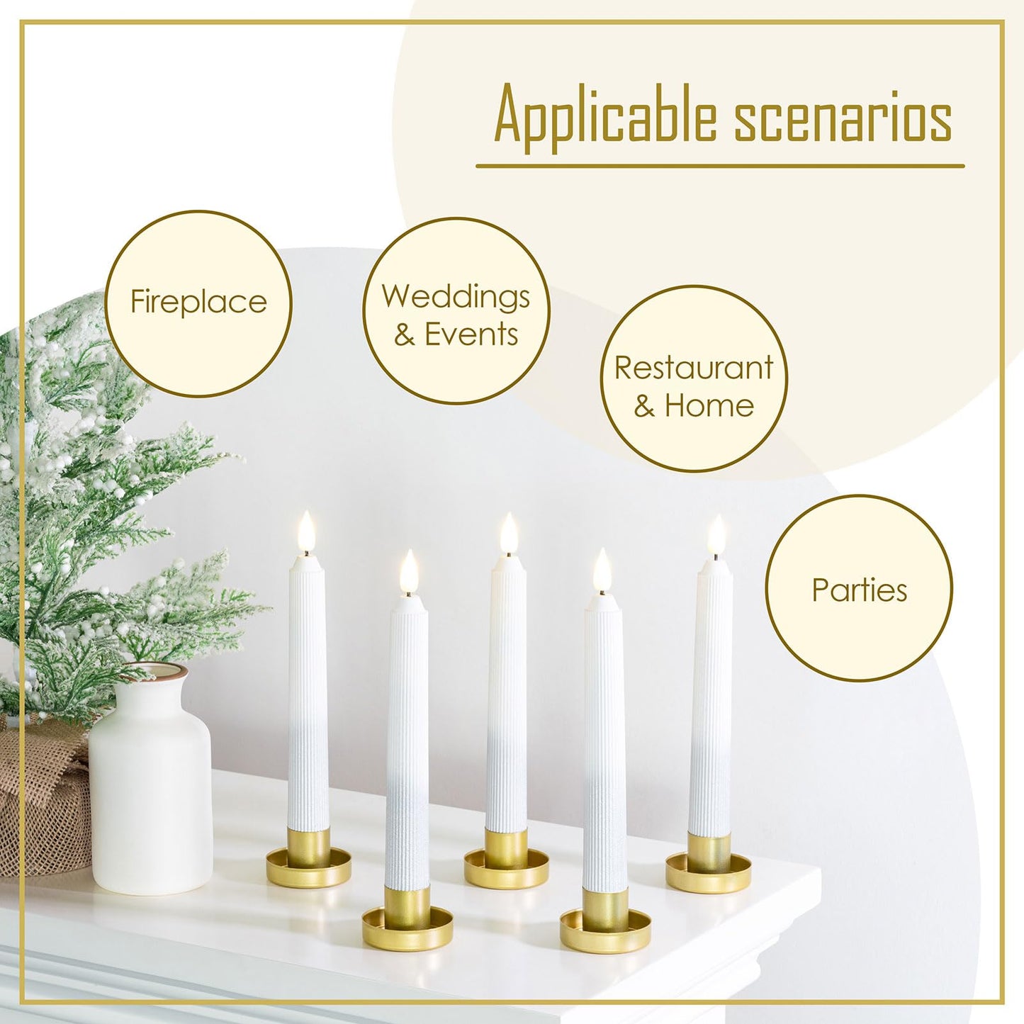 Smtyle Gold Minimalist Candlestick Holders Set of 5 Simple and Stylish Candle Holder Centerpiece for Taper Candles and Candlesticks