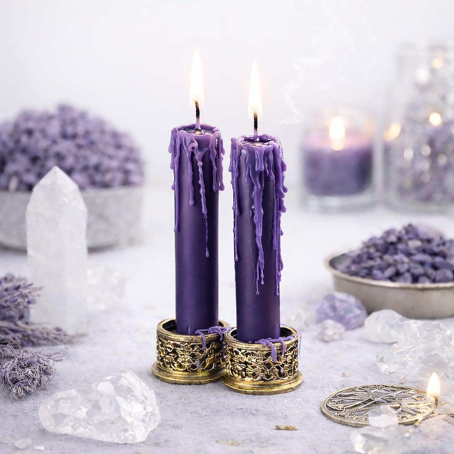 SOUL STICKS Confidence Magic Spell Color Chime Candles 20 Pack - Ideal for Altar, Rituals, Ceremonies, Meditation Purple Taper Candle for Witchcraft Supplies, Wiccan Supplies, Candles Clearance