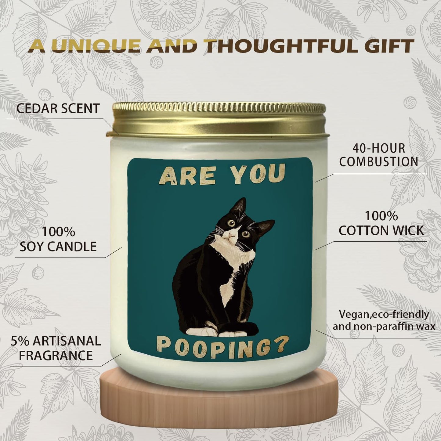 CIOJUNE Black Cat Bathroom Candle - Funny Cat Bathroom Decor Gifts, are You Poping Black Cedar Scented Candles
