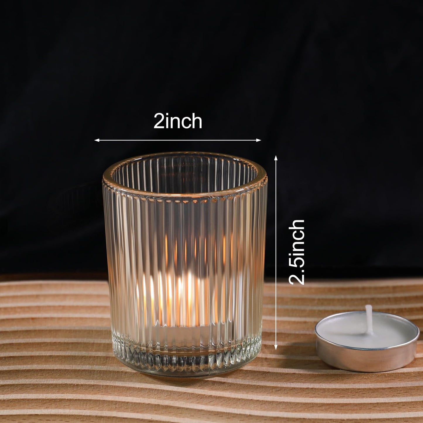 24 Pcs Votive Candle Holders - Clear Glass Tea Lights Candle Holder in Bulk for Table Centerpiece, Tealight Candle Holder for Weddings, Home Decor, Baby Shower, Special Occasions (Clear, 24)