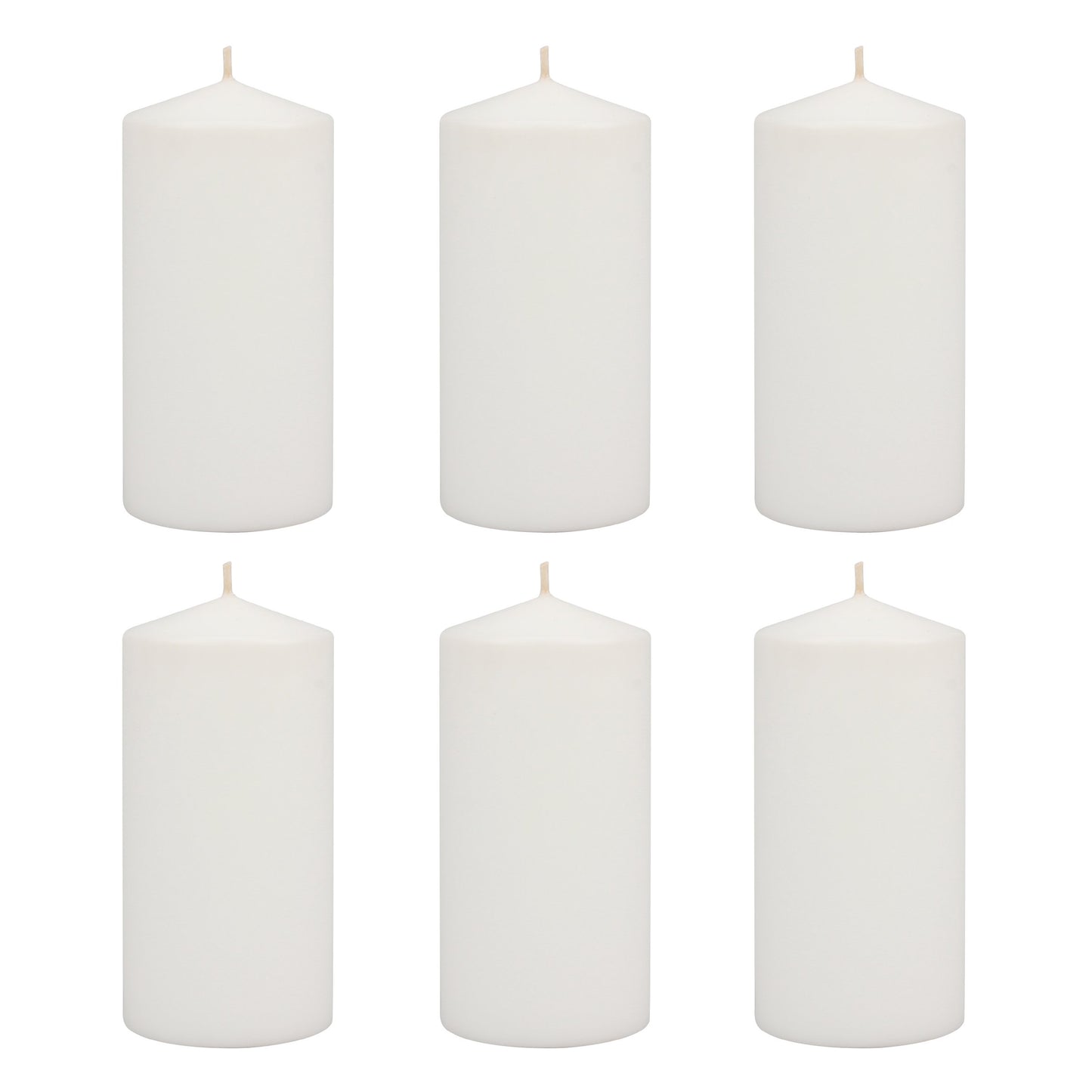 Stonebriar Bulk 96 Pack Unscented Smokeless Long Burning Clear Cup Tea Light Candles with 8 Hour Extended Burn Time, White & Tall 3x6 Inch Unscented Pillar Candles,White, 6 Count
