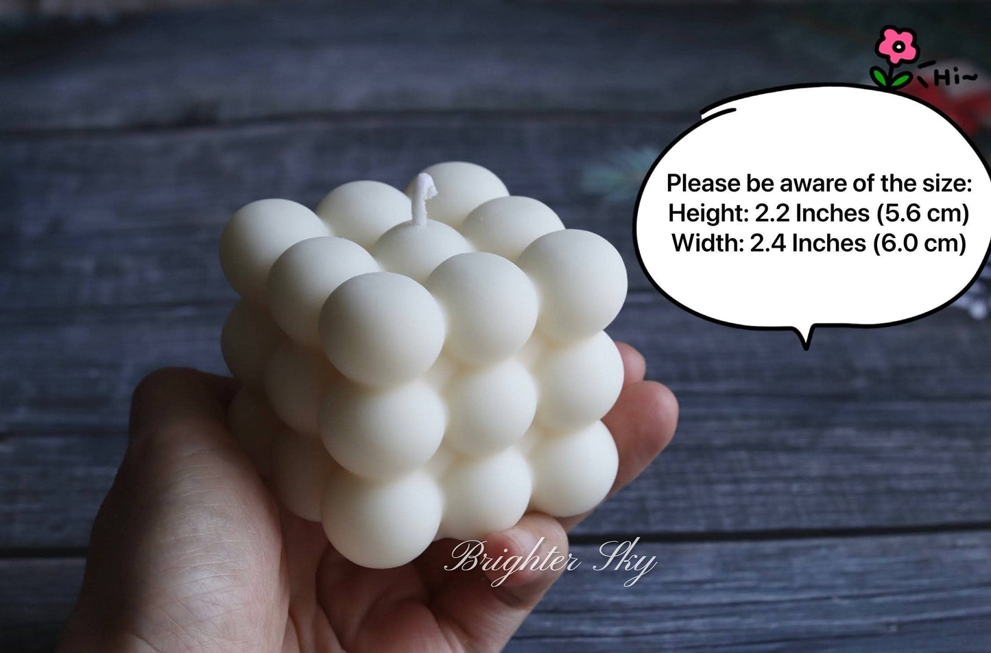 Brighter Sky Bubble Candle, Natural Premium Soy Wax, Beige, French Vanilla, Aesthetics, Gift for Her, Home Decoration