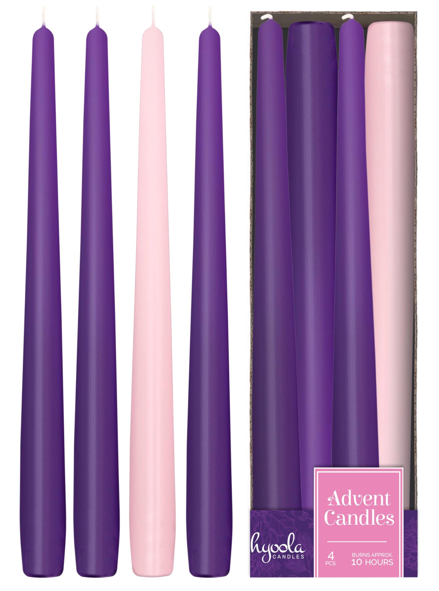 Hyoola Advent Candles Set of 4 - Made in Europe Christmas Advent Candle Set - 12 inch Advent Wreath Candles