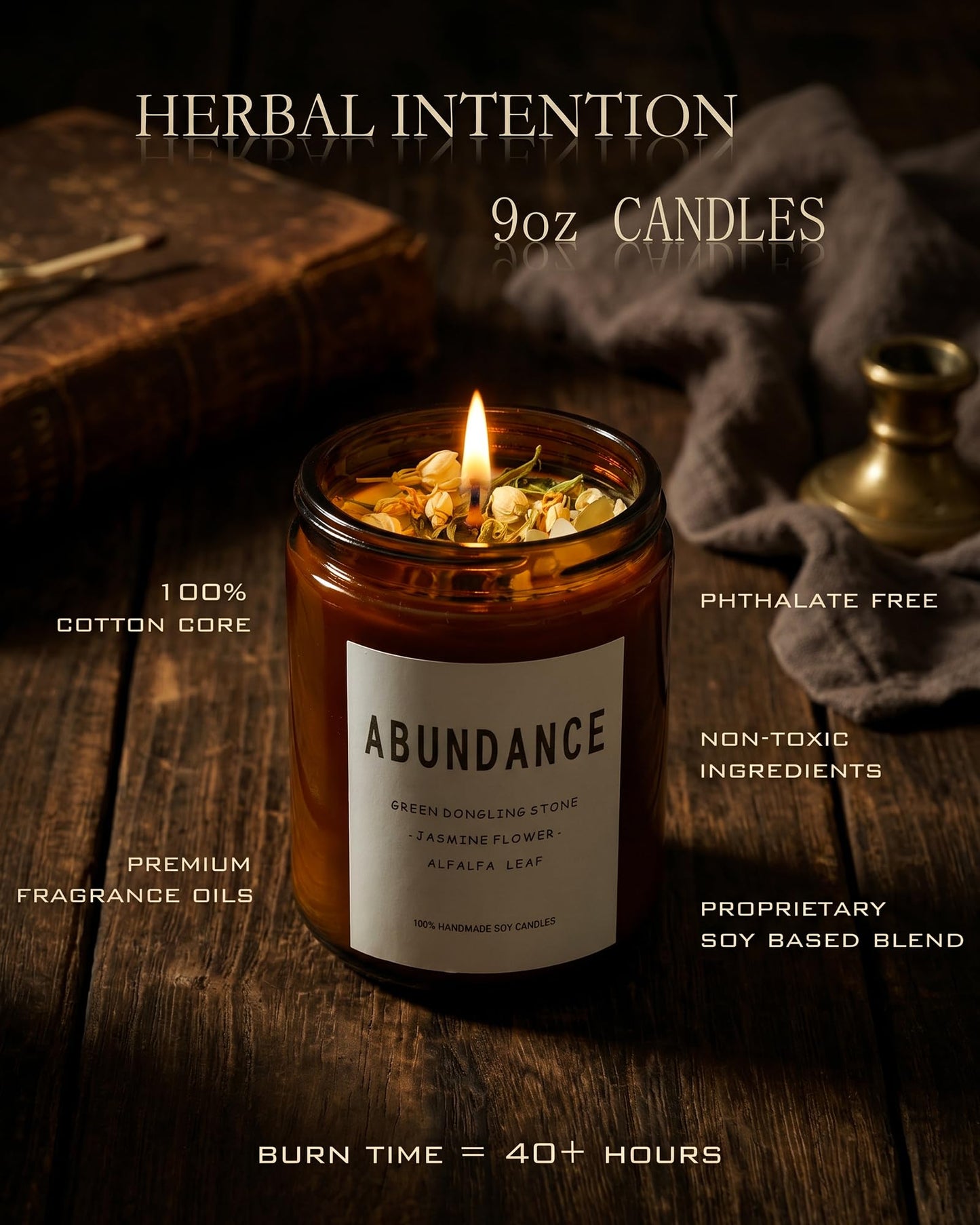 Natural Crystal Candle,Abundance, Crystal Ritual, Spiritual, Money Prosperity, Candle Spell.(Abundance)