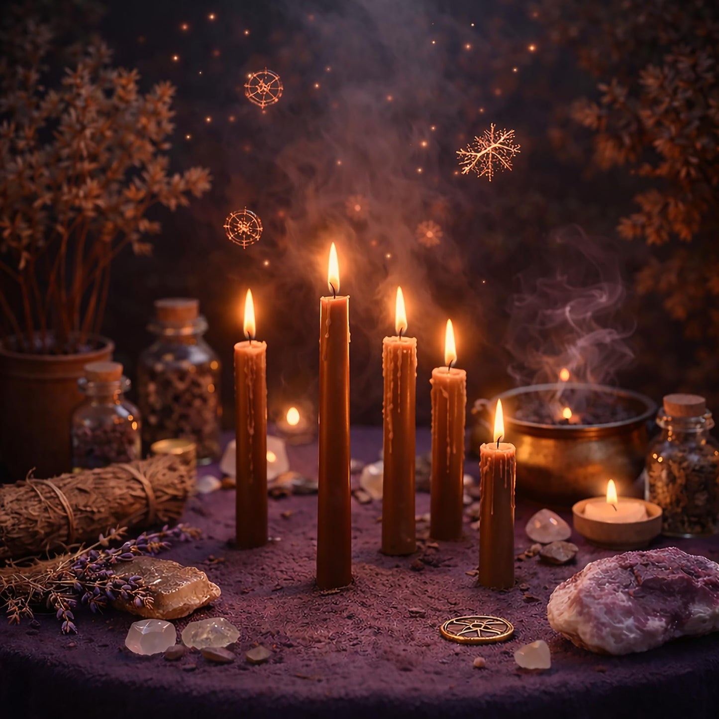 SOUL STICKS Gaia Magic Spell Chime Taper Candles 20 Pack - Ideal for Altar, Rituals, Ceremonies, Meditation Brown Chime Candle for Witchcraft Supplies, Wiccan Supplies, Candles Clearance