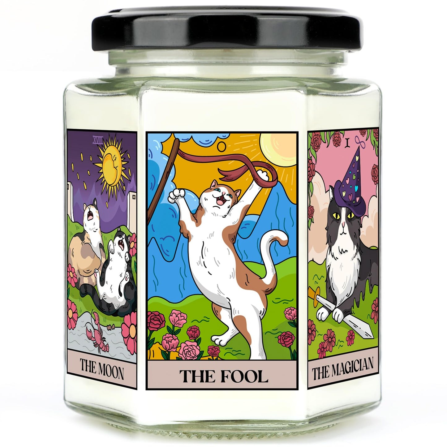 AWDK Gifts for Women-Best Friend Birthday Gift for Female-Astrology Gift for Friends-Witchy Gifts for Sister-Funny Candles for Her,Sister,Mom,BFF-Tarot Cat Lavender Candles-8oz Candle Jars