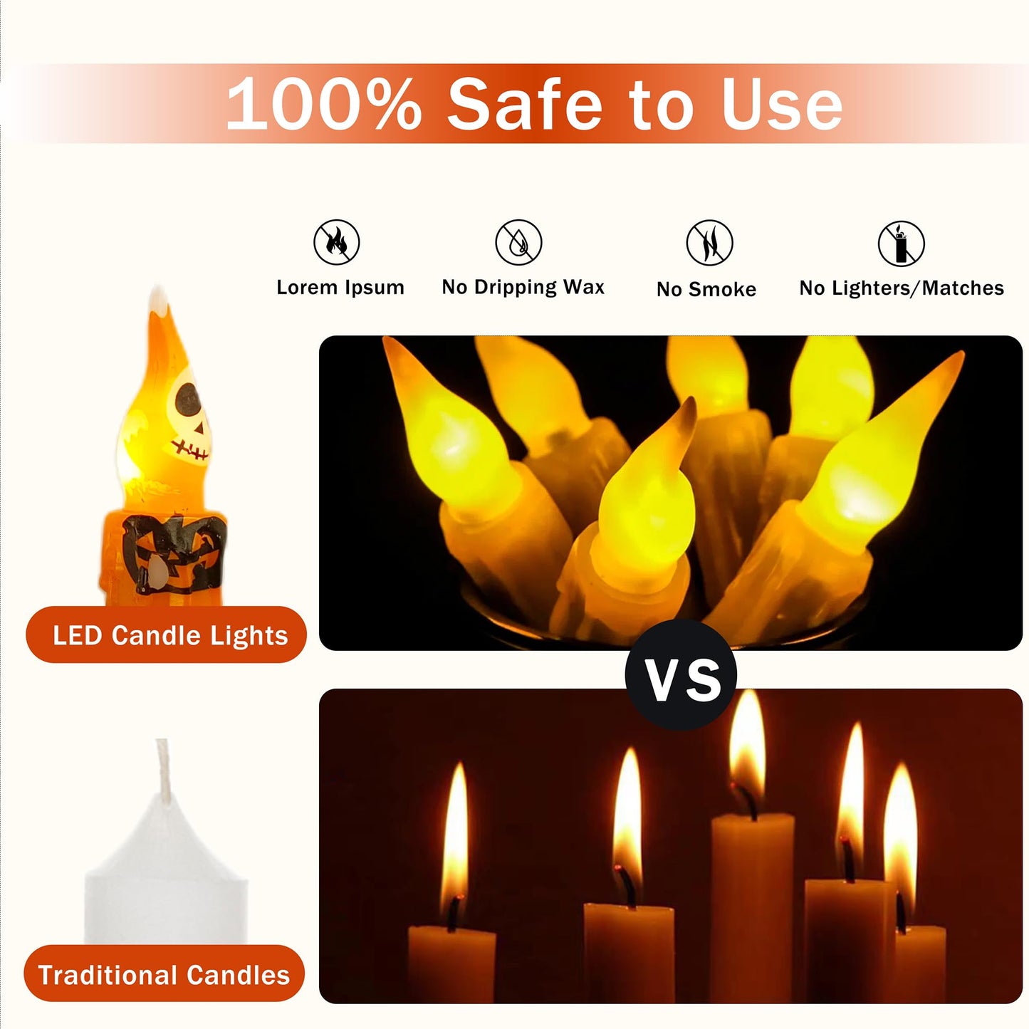 Gedengni Halloween Candlesticks Flameless Taper Candle, 4pcs Printed LED Tapered Candles Remote Dipped Candle 6inch Battery Chandelier for Enchanting Weddings and Harry Potter Inspired Vigils(Hall)
