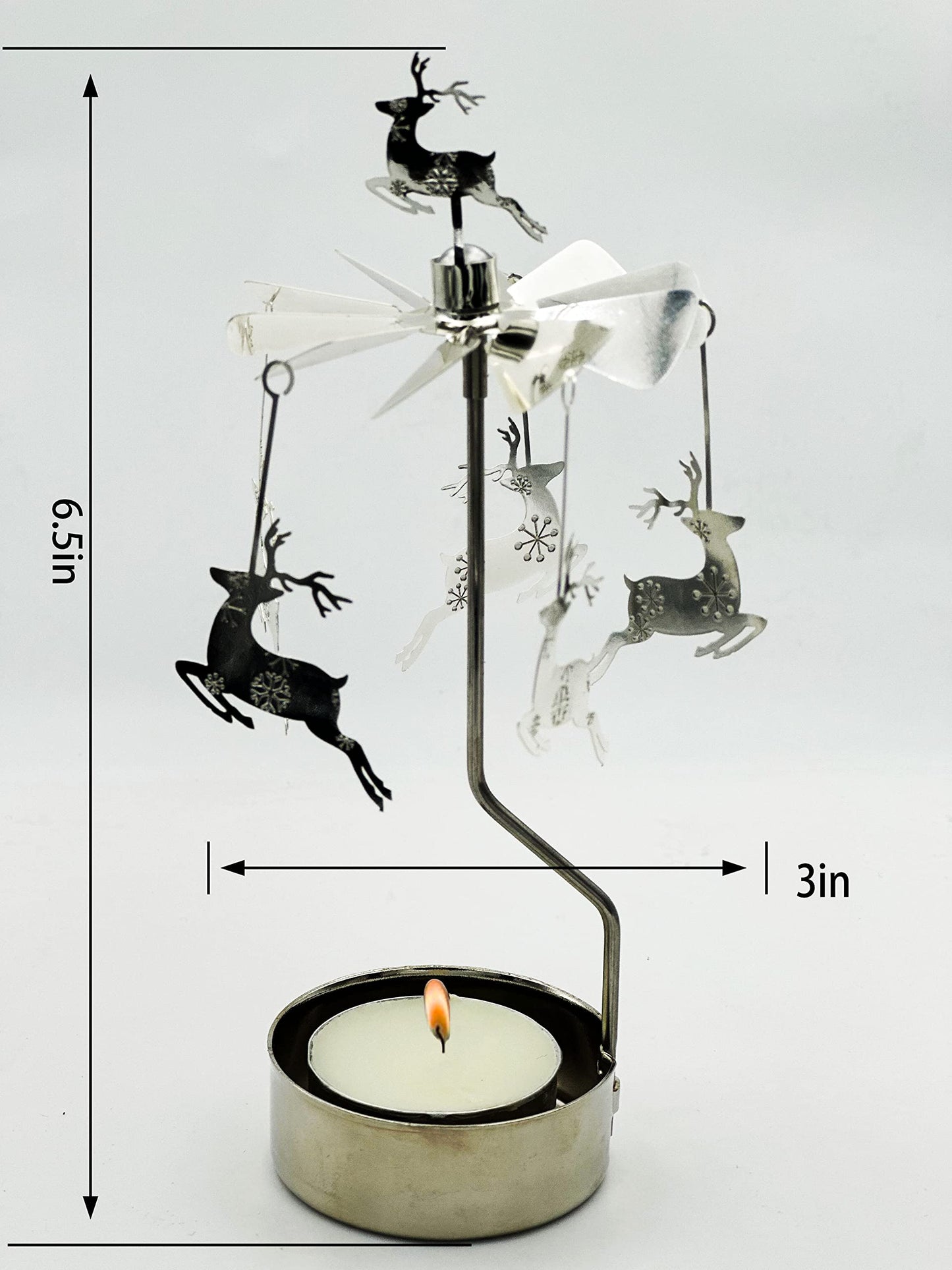 HOKHBCW Rotary Candle Holder Spinning Candleholder Metal Small Gift (Christmas Elk)