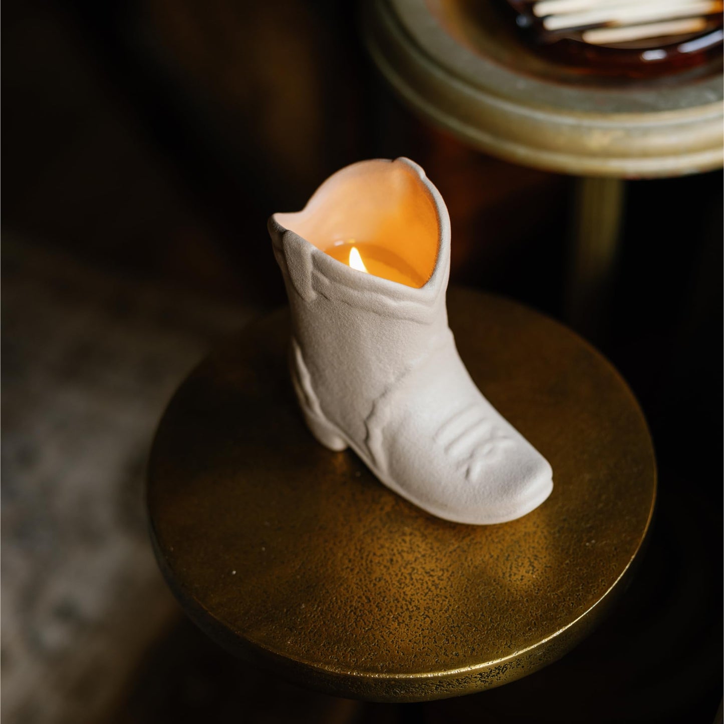Paddywax Nashville Cowboy Boot Candle Collection Scented Soy Wax in Ceramic Vessel, Home Décor Candle for Living Room, Bedroom & Office, Western Inspired, 6 oz, Smoked Pistachio
