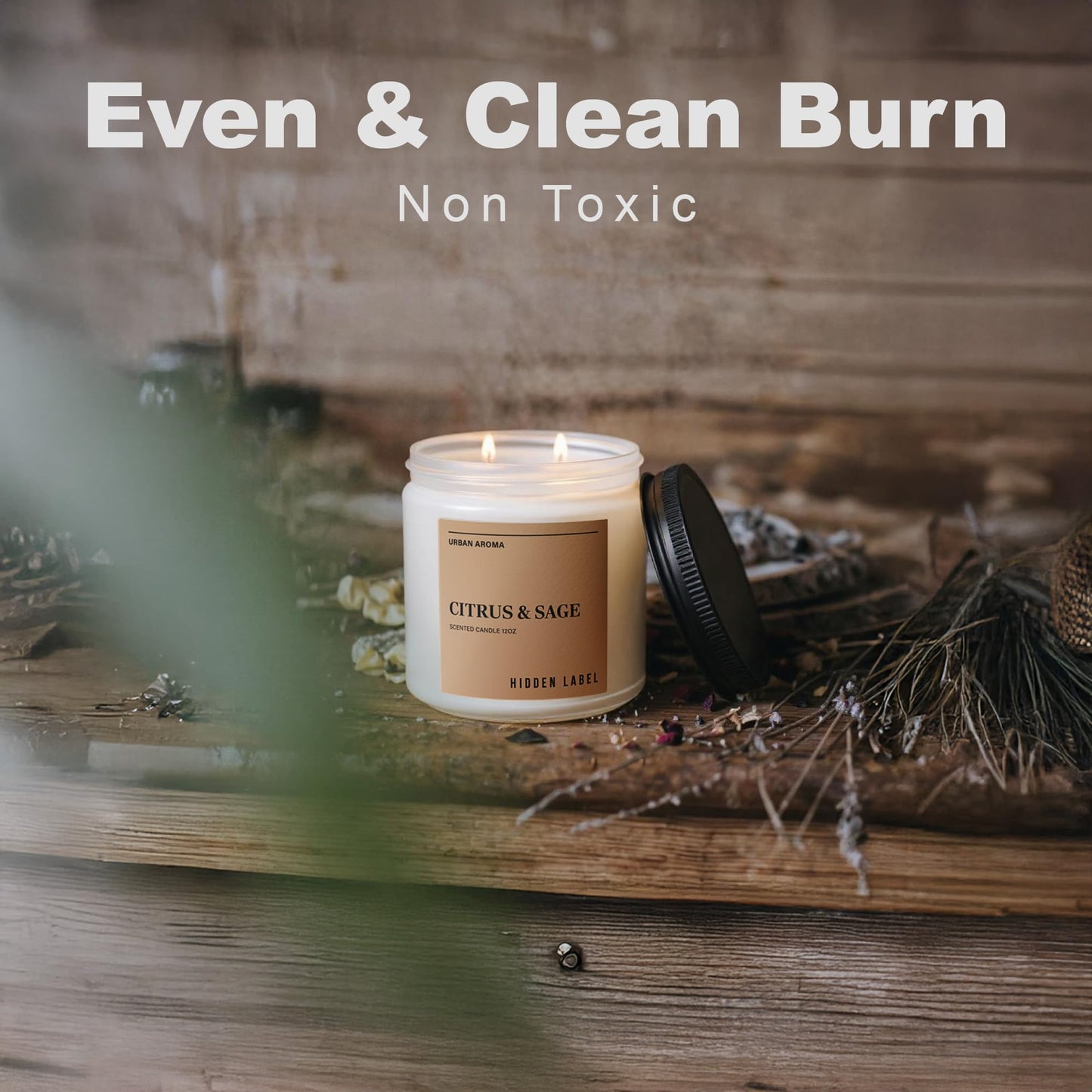 Citrus Sage Scented Candle, 12oz Natural Soy Wax, 2 Wick Aromatherapy Candles for Home Scented, 70hours Clean Burn,Non Toxic, Long Lasting, Premium Scents for Relaxation, Stress Relief, Gifts