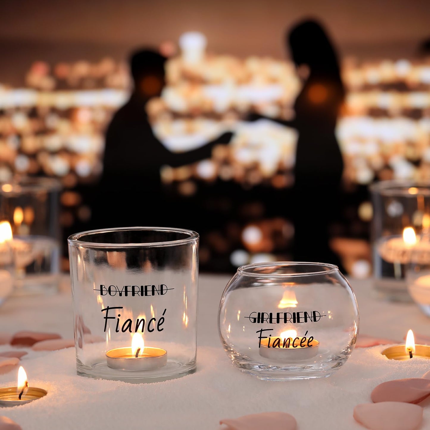 HAVITI 12PCS Votive Candle Holders Engagement Gifts for Couples, Glass Tealight Candle Holder, Floating Candle Holders for Engagement Centerpieces Dinner Party Table Decor