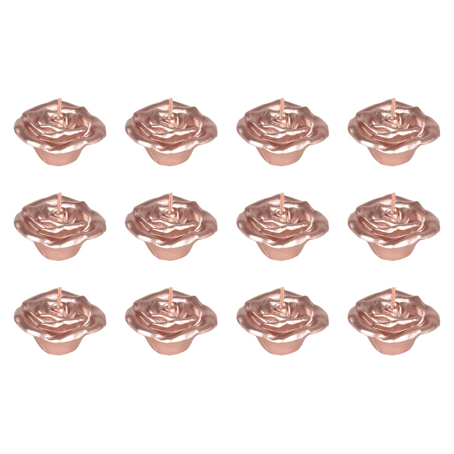Mega Candles 12 pcs Unscented Rose Petals Flower Rose Gold Floating Candles, Hand Poured Wax Candle 2 Inch Diameter, Home Décor, Wedding Centerpieces, Holidays, Occasions, Events, Festivities