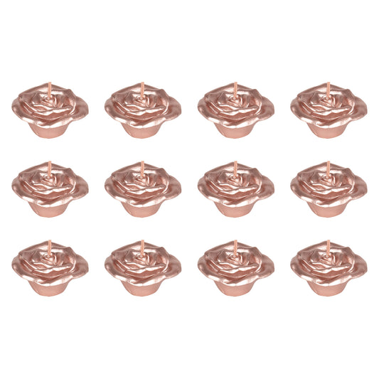 Mega Candles 12 pcs Unscented Rose Petals Flower Rose Gold Floating Candles, Hand Poured Wax Candle 2 Inch Diameter, Home Décor, Wedding Centerpieces, Holidays, Occasions, Events, Festivities