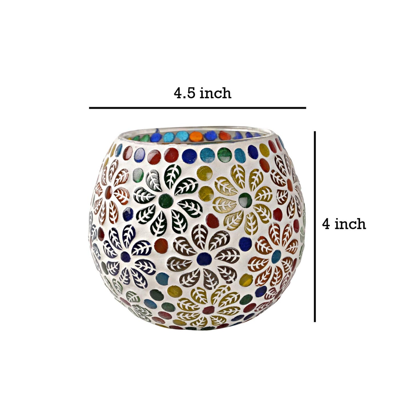 Wedding Parties Lighting Mosaic Glass Votive Halloween Candle Holder Tea Light Candle Holder (4X4.5 Inch)