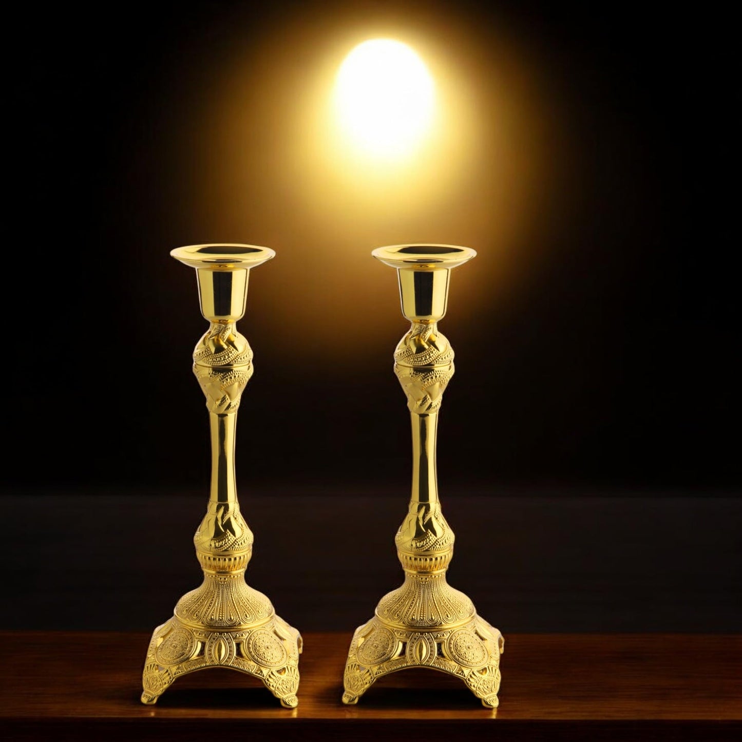 Alisveristime 2-Piece Candle Holder Set - Medium Size Decorative Zamac Candlesticks for Elegant Home Decor (Gold & Silver) (Gold)