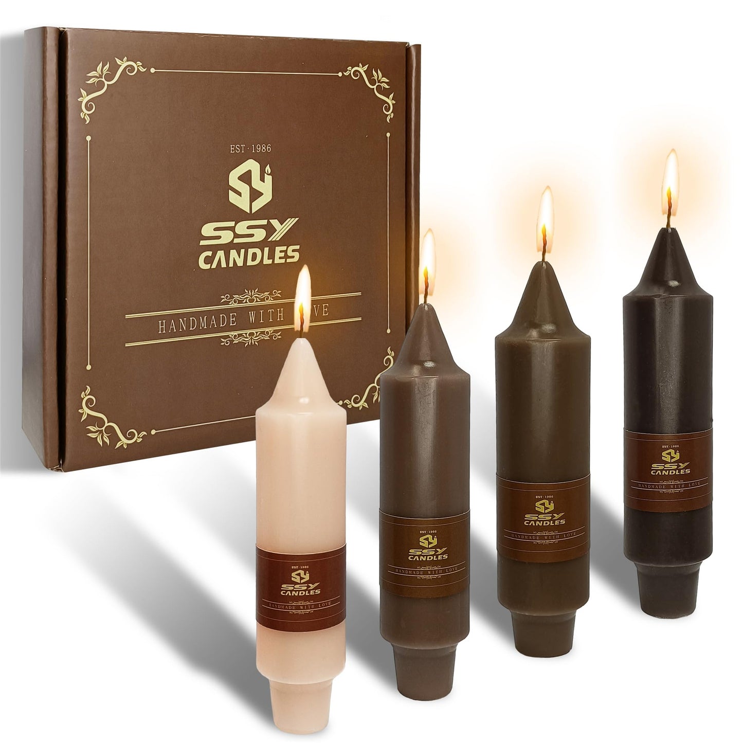 Gedengni Taper Candle Brown Candlesticks,4pcs Short Candle Stick 5 inch Tapered Candles Small Twisty Candlesticks for Home Décor Weddings Women Gifts (7D4PC-COFFEEGRA)