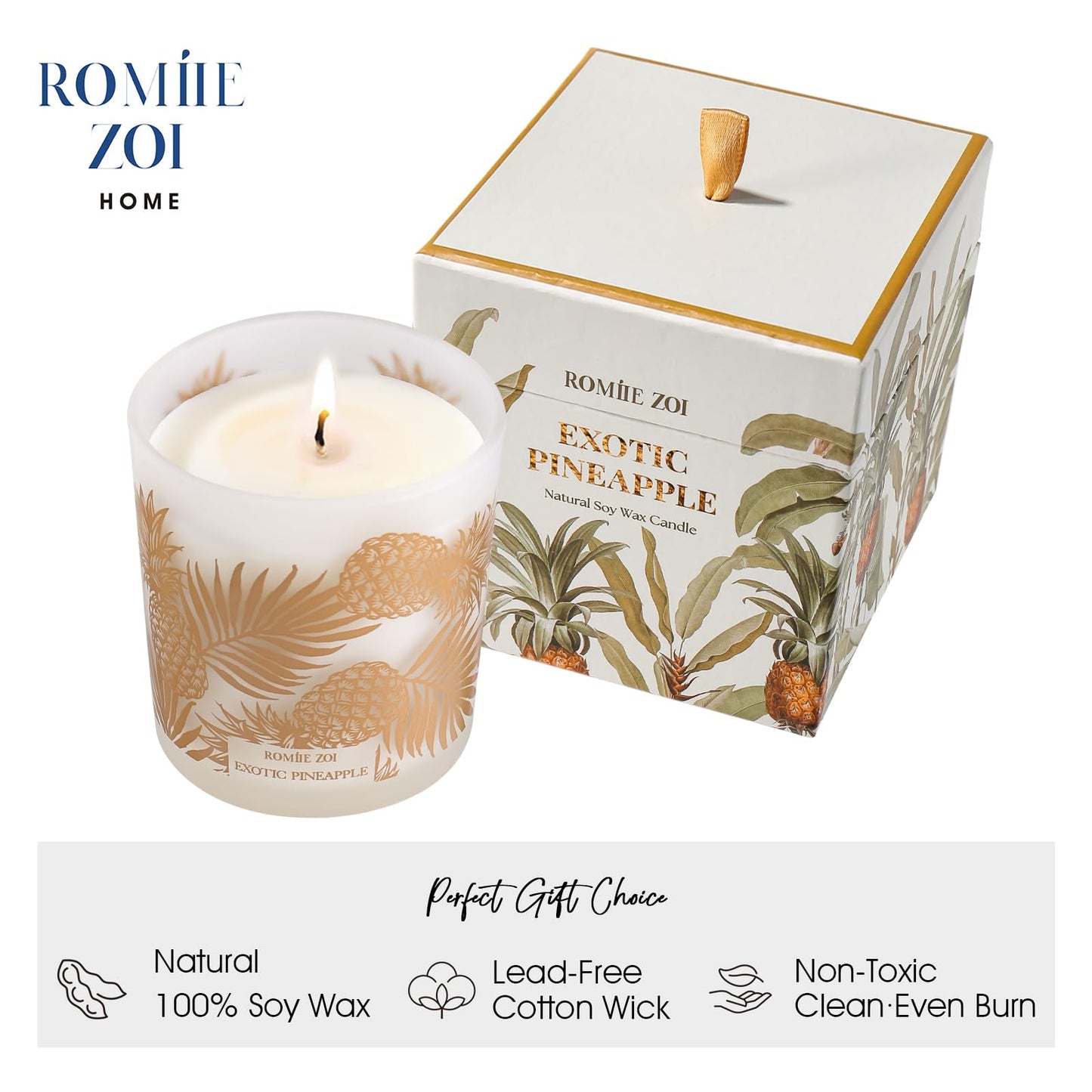 ROMIIE ZOI Scented Candle - Pineapple - 6oz Soy Wax Candle for Home, Gifts for Women