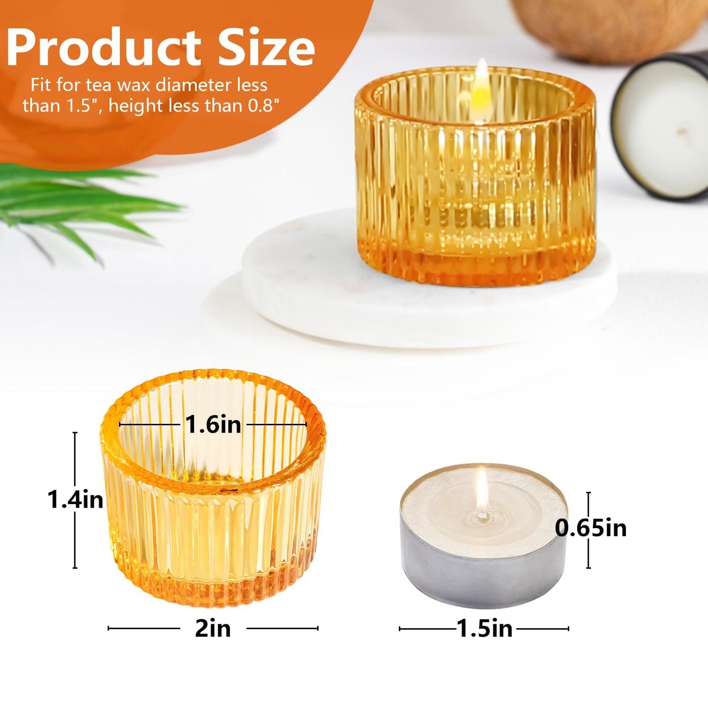 JOYIT Gold Votive Candle Holders Bulk Set of 12, Tealight Candle Holder for Wedding Table Centerpiece, Glass Small Candle Holders for Birthday Party, Valentine's Day, Home Decor (2''X 1.4'')