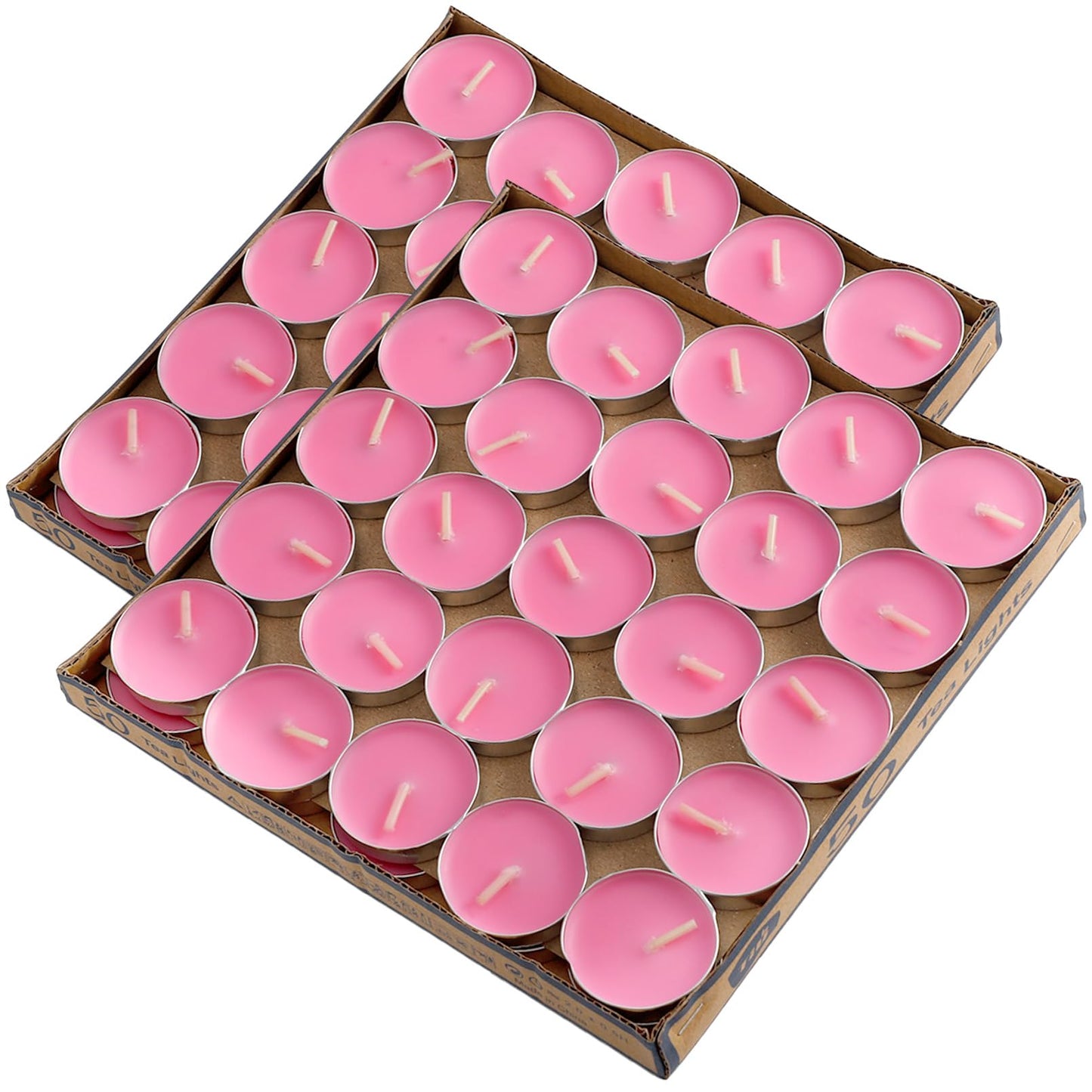 Dyrfolm 100 Pack Tea Lights - Smokeless, Unscented, Dripless & Long Lasting Mini Tealight Candles for Home, Weddings, Party Decoration (Pink)
