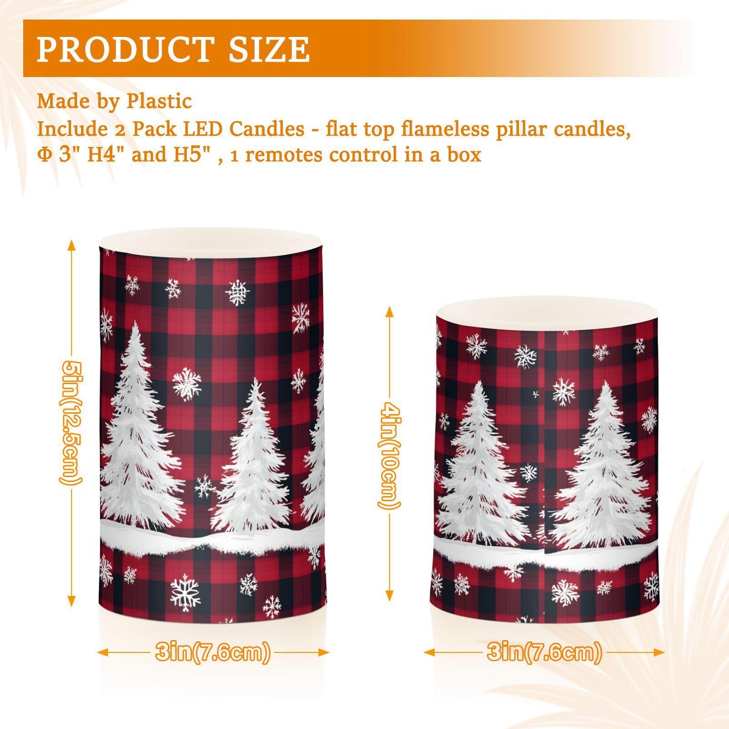 ALAZA Christmas Tree Snow Buffalo Flameless Candles Battery Operated with Remote Timer,Tea Light Candles LED Pillar Votive Candles Set of 2 for Outdoor Indoor Decorations223