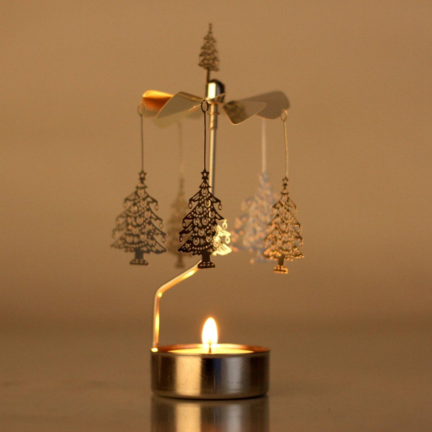 Rotary Candle Holder Spinning Candleholder Metal Small Gift (Tree)