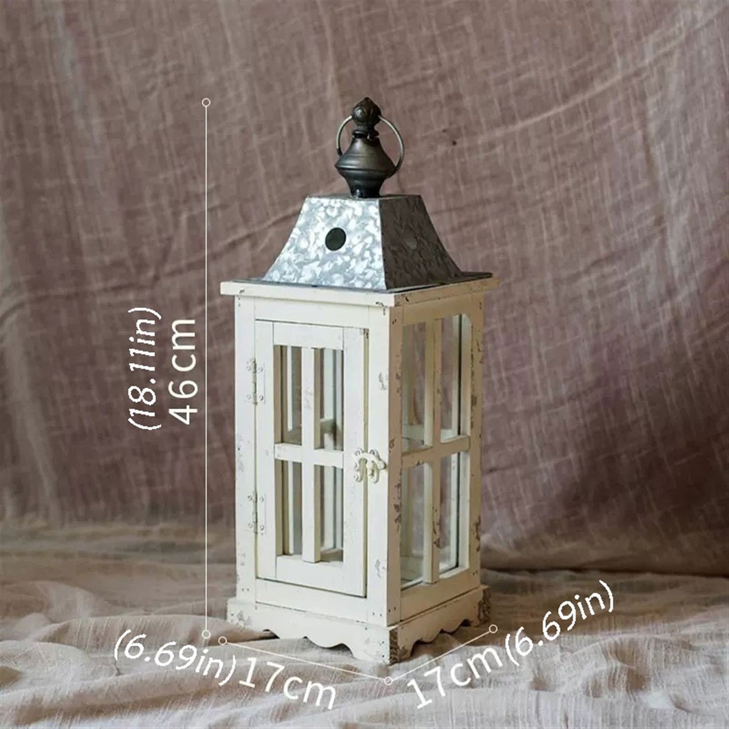 Decorative Candle Holder, Large Wooden Candlestick, Glass Decoration, Garden, Yard, Nostalgic Lantern, Candle Holder, Candle Holder (Size : M)