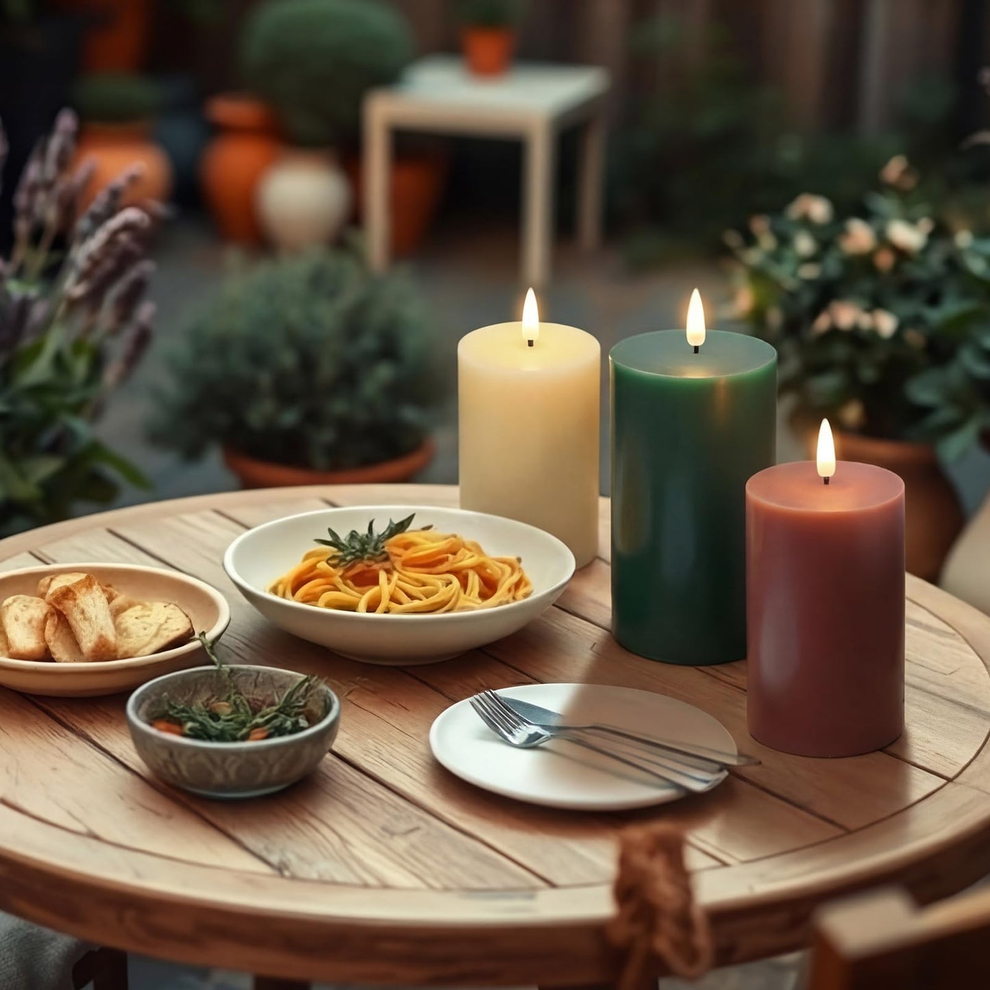 Grinsvalley 6 Pcs Flameless Candles Battery Operated LED Flickering Flameless Pillar Candles with Remote Real Wax Khaki Brown Green Table Decorations for Spring Wedding Home Decor