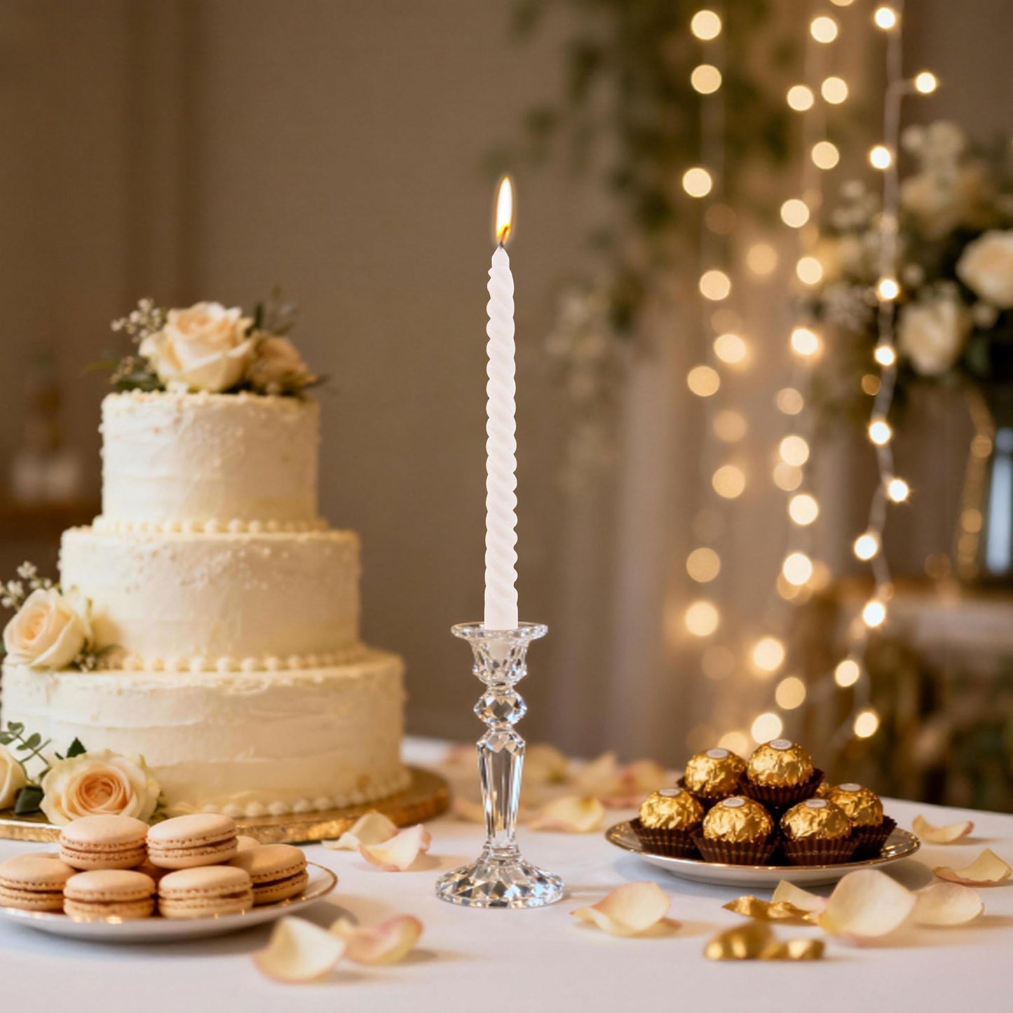 8 Pack 10 Inch Soft Champagne Spiral Taper Candles Long Burning Dripless Candles for Party Dinner Home Decor Wedding and Celebrations