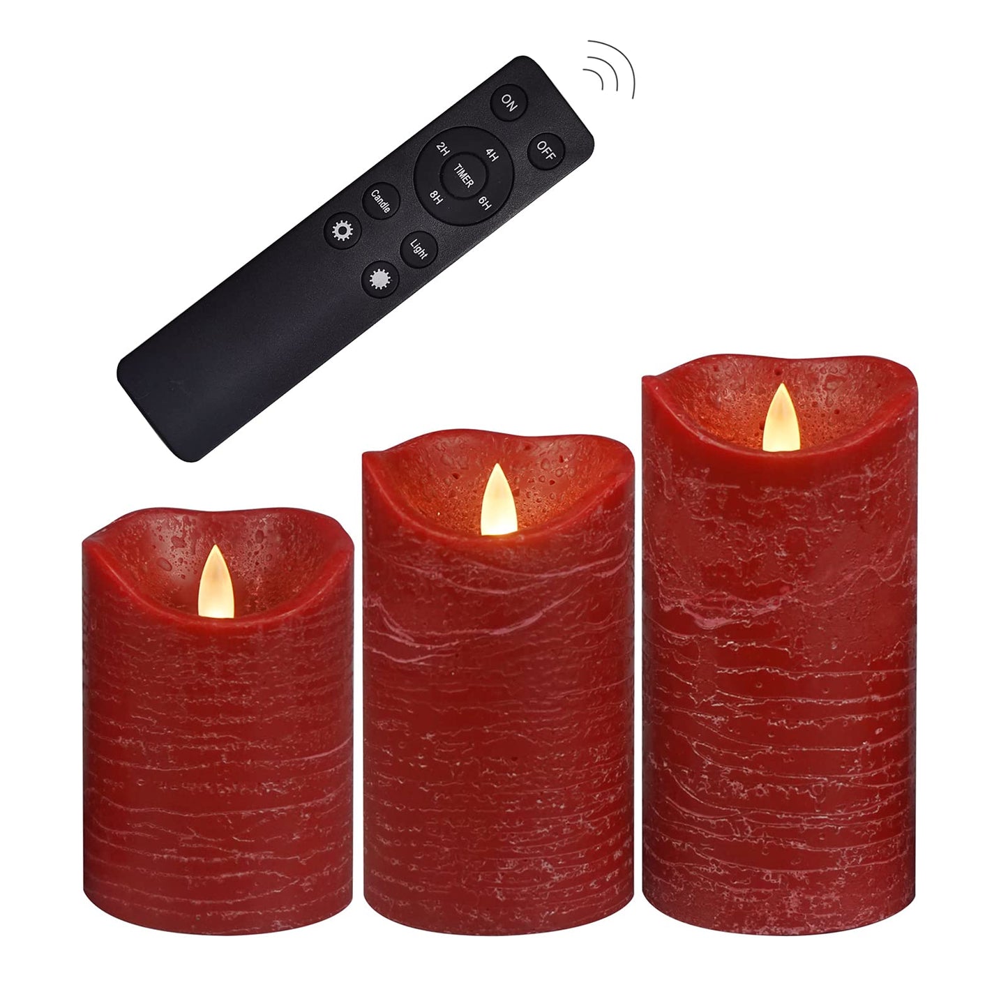 Real Wax Battery Operated Flameless Pillar Candle with Remote and Cycling Timer Realistic Flickering Electric Tall LED Light for Wedding Dinner Party Christmas Centerpiece Fireplace Decor 3 Pack Brown